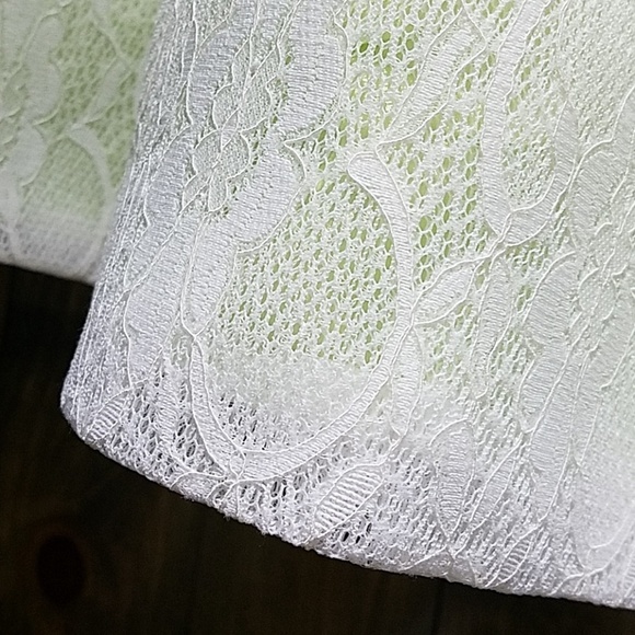 MUSTARD SEED LIGHT GREEN SKIRT W WHITE LACE OVERLAY PLEATED MINI FAIRY WHIMSICAL - Picture 3 of 8